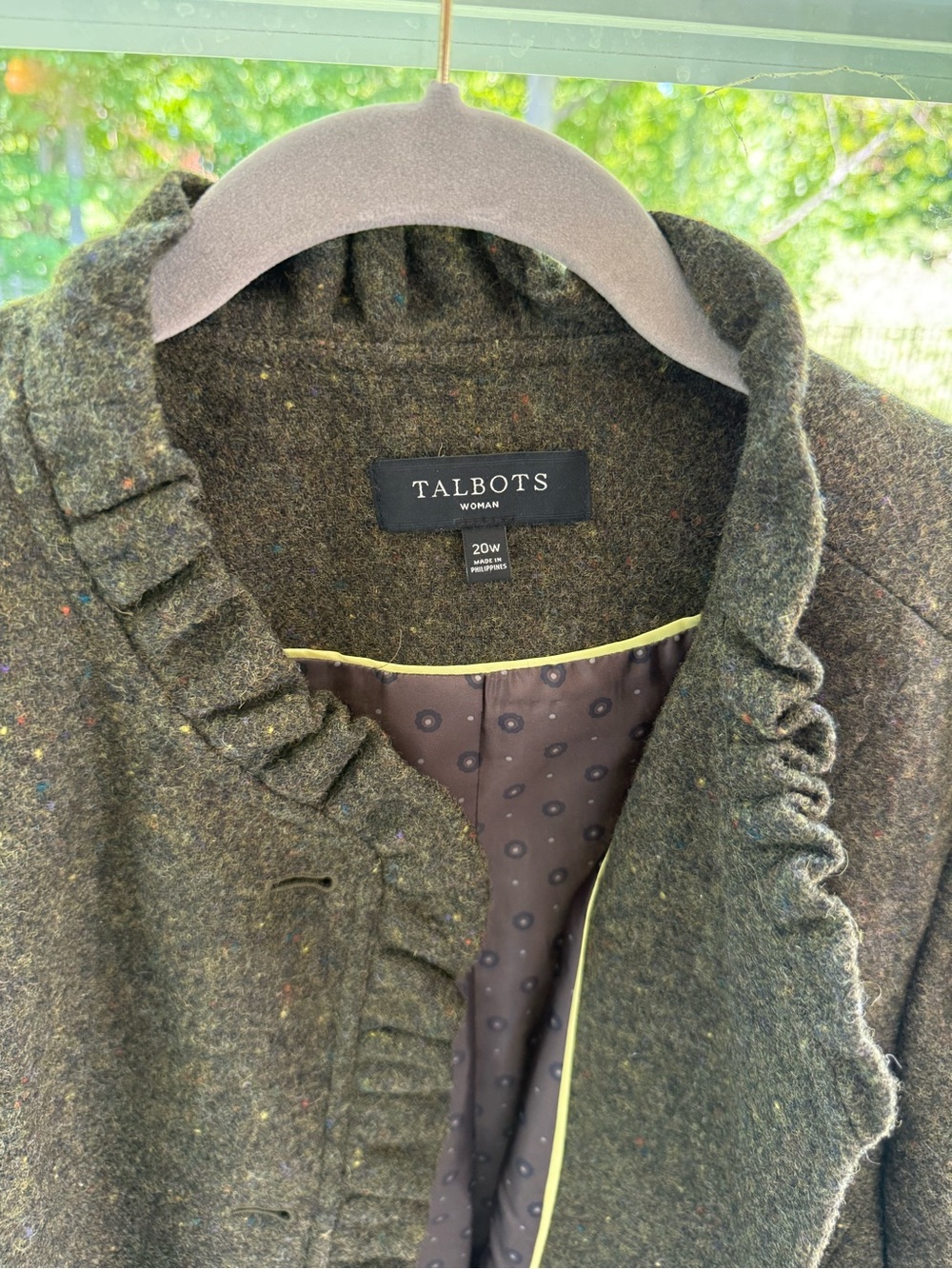 Talbots Moss Green Wool Blend Jacket with Olive Fleck - Picture 6 of 6